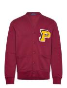 Slub Fleece Letterman Cardigan Burgundy Polo Ralph Lauren