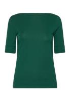 Stretch Cotton Boatneck Tee Green Lauren Ralph Lauren