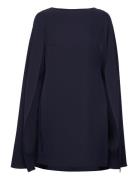 Cape Georgette Cocktail Dress Navy Lauren Ralph Lauren