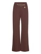 Chain-Trim Pleated Jersey Wide-Leg Pant Brown Lauren Ralph Lauren