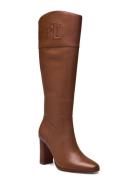 Page Ii Burnished Leather Tall Boot Brown Lauren Ralph Lauren