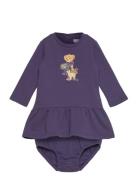 Polo Bear Fleece Dress & Bloomer Blue Ralph Lauren Baby