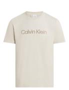 Textured Embroidery Logo T-Shirt Cream Calvin Klein