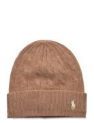 Cable-Knit Wool-Cashmere Beanie Brown Polo Ralph Lauren