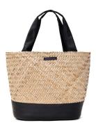 Contrast Detail Straw Bag Beige Lexington Clothing