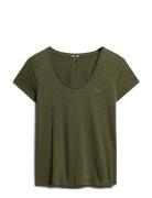 Scoop Neck Tee Khaki Superdry