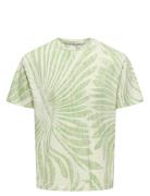 Onszeke Life Reg Washed Ss Aop Tee Green ONLY & SONS