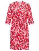 Carolivera 3/4 Knee Shirt Dress Aop Red ONLY Carmakoma