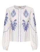 Onlhelen Ls Emb Button Top Wvn White ONLY