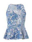 Charlotte Jacquard Peplum Top Blue French Connection
