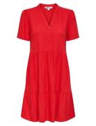 Onltiri-Caro S/S V-Neck Lin Dress Cc Pnt Red ONLY