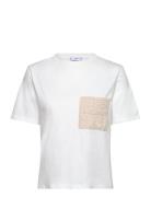 Short-Sleeved T-Shirt With Crochet Pocket White Mango