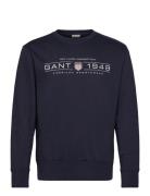Graphic C-Neck Sweat Navy GANT