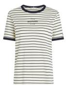 Reg Monotype Stripe C-Nk Ss Patterned Tommy Hilfiger