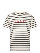 Graphic Striped Ss T-Shirt Cream GANT