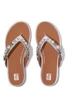 Gracie Jewel-Deluxe Metallic-Leather Flip-Flops Silver FitFlop