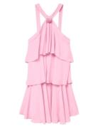 Vmfelicia Sl Ruffle Short Dress Exp Pink Vero Moda