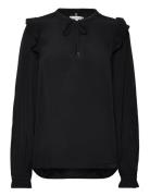 Moss Crepe Solid Blouse Ls Black Tommy Hilfiger