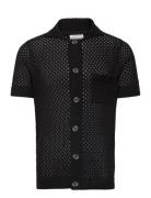 Crochet S/S Cardigan Black Lindbergh