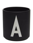 Black Porcelain Cups A-Z Black Design Letters
