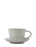 Cup W. Saucer, Pion, Grey/White Grey House Doctor
