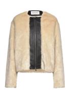 Engla Faux Fur And Leather Jacket Cream Malina