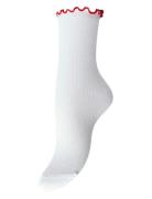 Pcafia Contrast Frill Socks Noos White Pieces