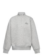 Mix Sweat Crewie Half Zip Sweatshirt Grey Mads Nørgaard