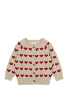 Cardigan Heart Knit Pattern Beige Petit Piao