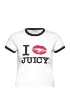 I ‘Kiss’ Jc Fitted Ringer Tee White Juicy Couture