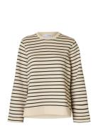 Slfelise Ls O-Neck Wide Striped Sweat Cream Selected Femme