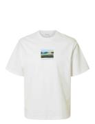 Slhrelaxdarius Print Ss O-Neck Tee White Selected Homme