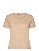 Reg Shield Ss V-Neck T-Shirt Beige GANT