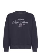 Graphic C-Neck Sweat Navy GANT