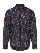 Reg Floral Print Cot Silk Shirt Black GANT