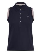 Contrast Collar Sleeveless Pique Navy GANT