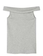 Nlfbenedicte Short Off Shoulder Top Grey LMTD
