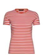 Striped Stretch Cotton Crewneck Tee Red Lauren Ralph Lauren