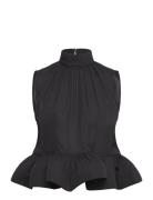 Lune Halterneck Frilled Hem Blouse Black Malina