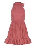 Fern Halterneck Ruffled Mini Dress Pink Malina