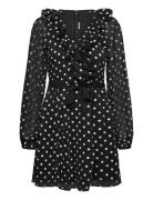 Chiffon Ruffle Mini Dress Black ROTATE Birger Christensen