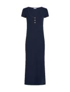 Slim Henley Gold Btn Dress Navy Tommy Hilfiger
