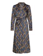 Chain-Print Midi-Dress Blue Mango