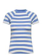 Striped Print T-Shirt Blue Mango