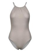 Halter Printed Swimsuit Beige Filippa K