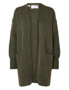 Slflulu New Ls Knit Long Cardigan B Noos Green Selected