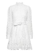 Slfsilja Ls Embroidery Short Dress Solid White Selected