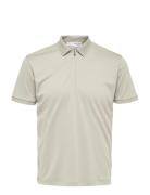 Slhfave Zip Ss Polo Cream Selected