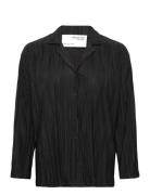 Slfellie Ls Plisse Shirt Black Selected