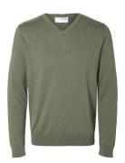 Slhberg Ls Knit V-Neck Noos Green Selected